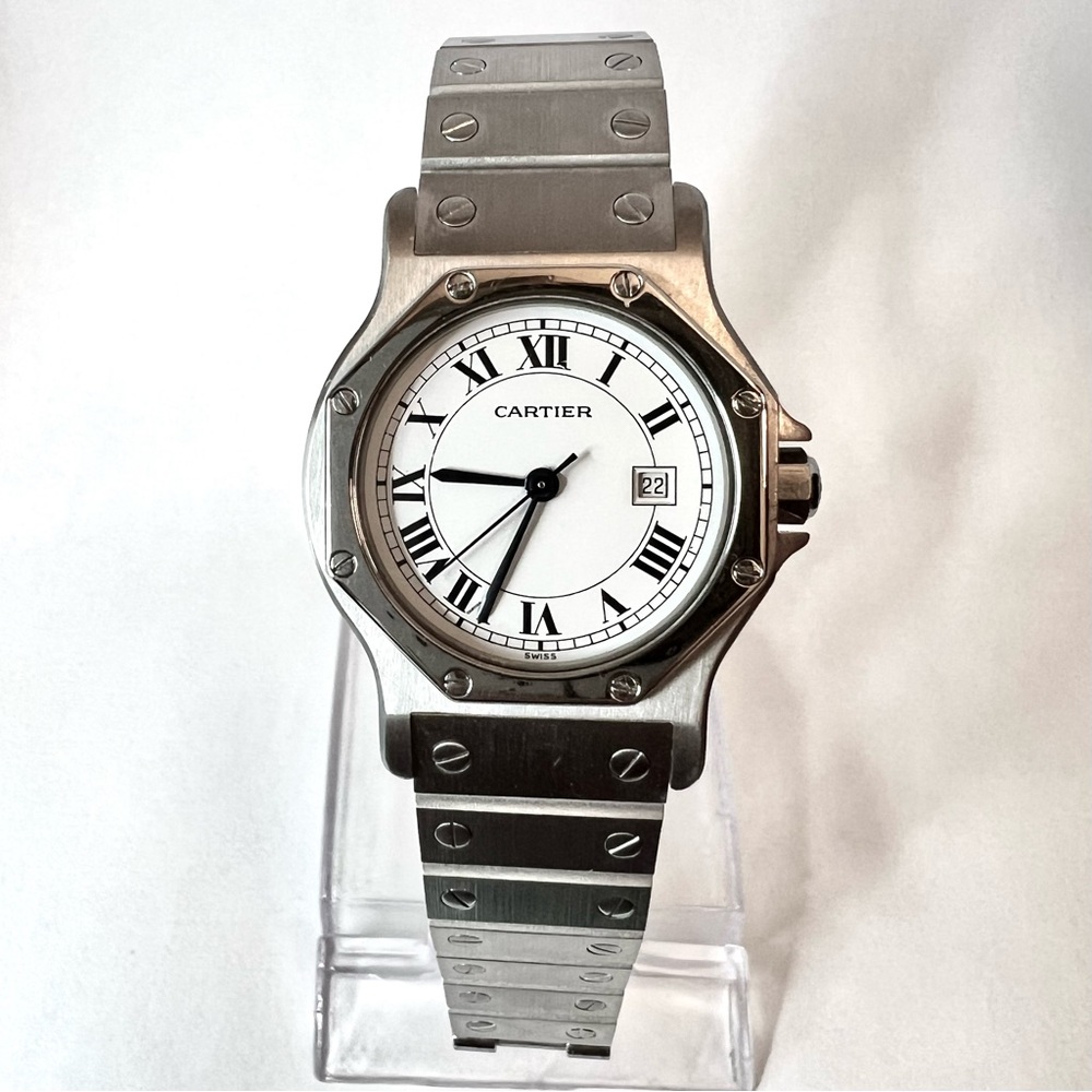 CARTIER SANTOS OCTAGON Automatic 31mm Steel Watch White Dial